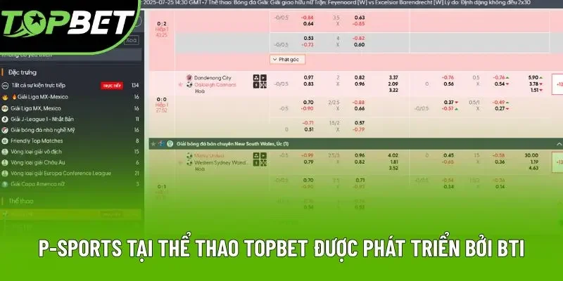 P-sports tại thể thao Topbet được phát triển bởi BTi P-sports tại thể thao Topbet được phát triển bởi BTi