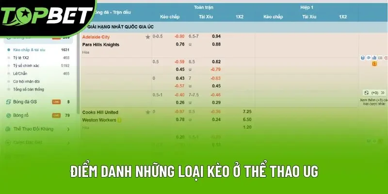 Điểm danh những loại kèo ở thể thao UG
